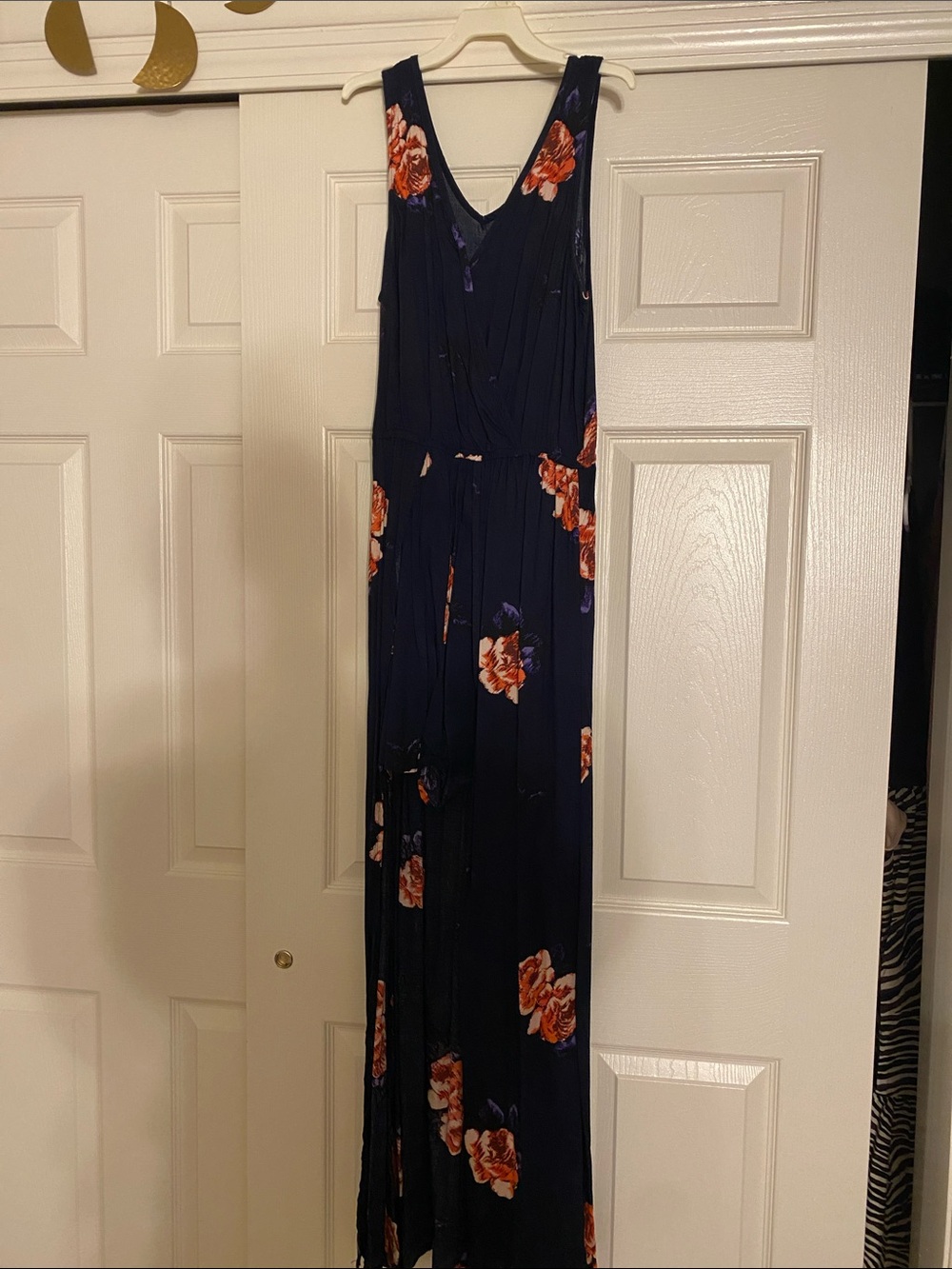 Navy Floral hi-lo romper dress with pink/red Rose Print - Maurice’s